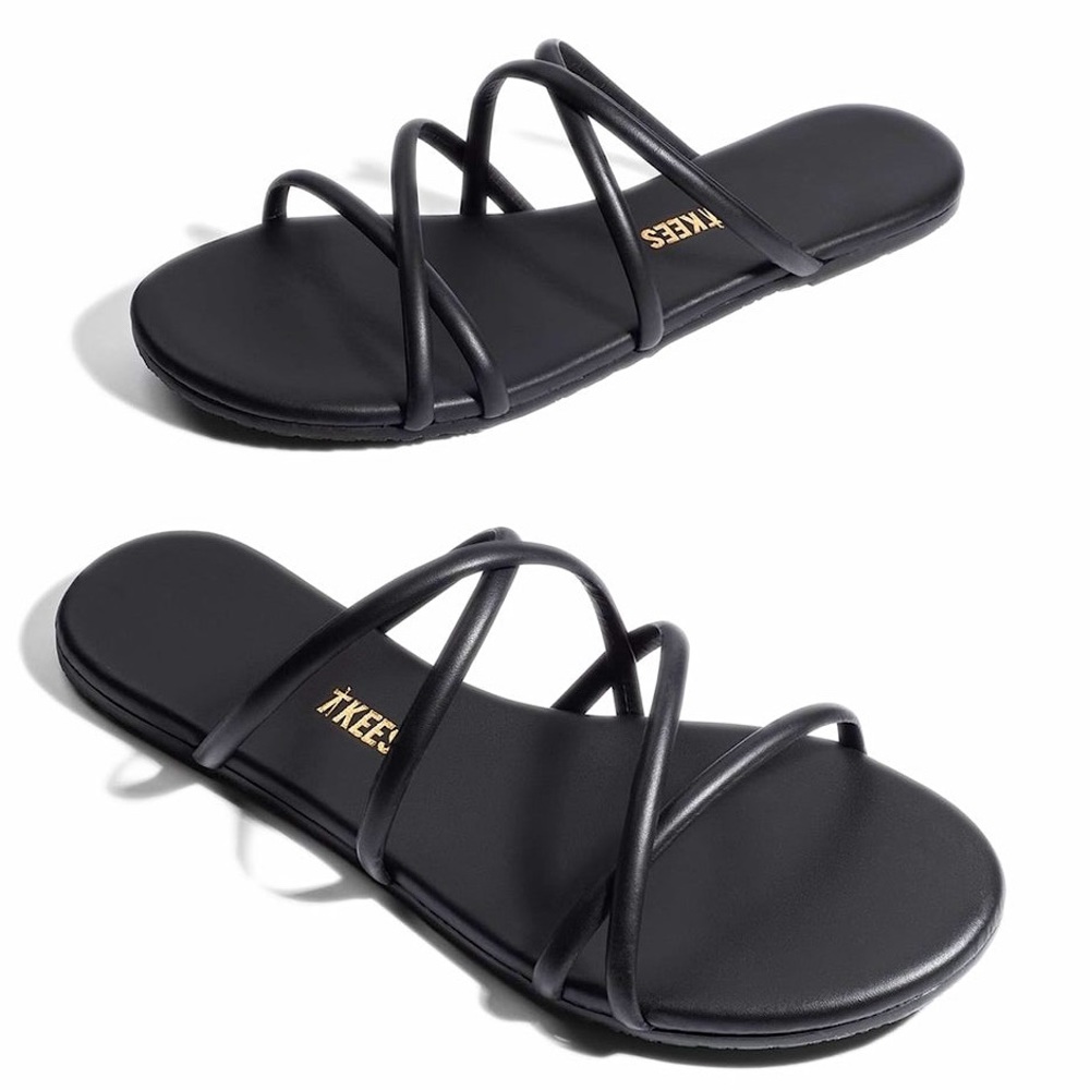 TKEES Black Multi-Strap Slide Sandals